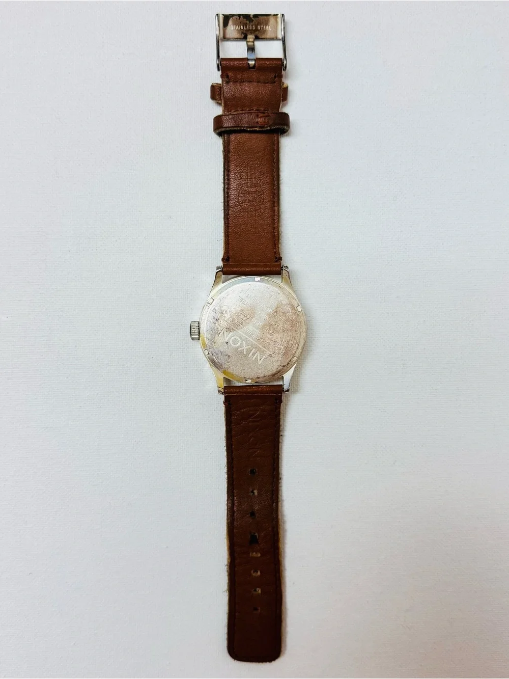 Nixon The Sentry 42mm Men's Day/Date Watch Silver Brown Leather Black Dial